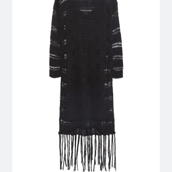 NWT Zara Fringe Crochet Dress Sz. L - Picture 3 of 6